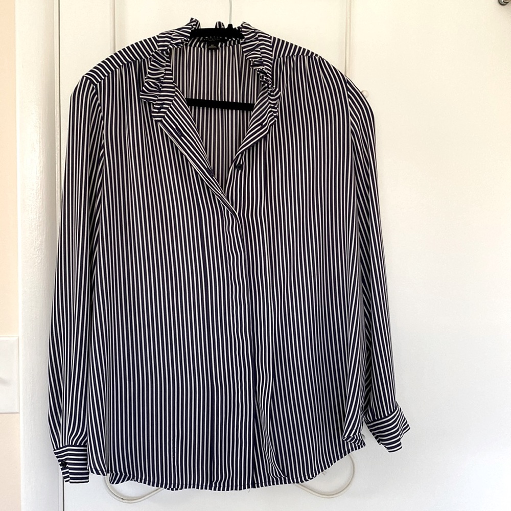 Ann Taylor stripped button down blouse